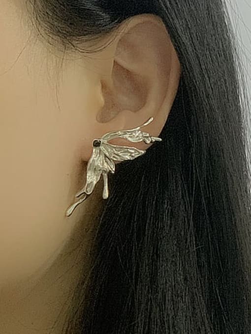 ARTTI 925 Sterling Silver Rhinestone Butterfly Minimalist Stud Earring 1
