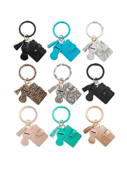 JMI Alloy Leather Leopard Card package Hand Ring Key Chain 3