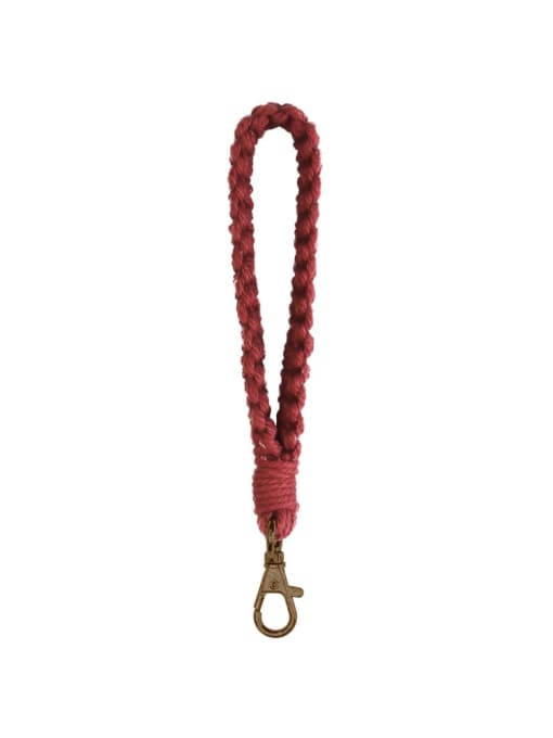 Burgundy k68340 Copper Cotton Rope Hand-Woven Wrist Key Chain