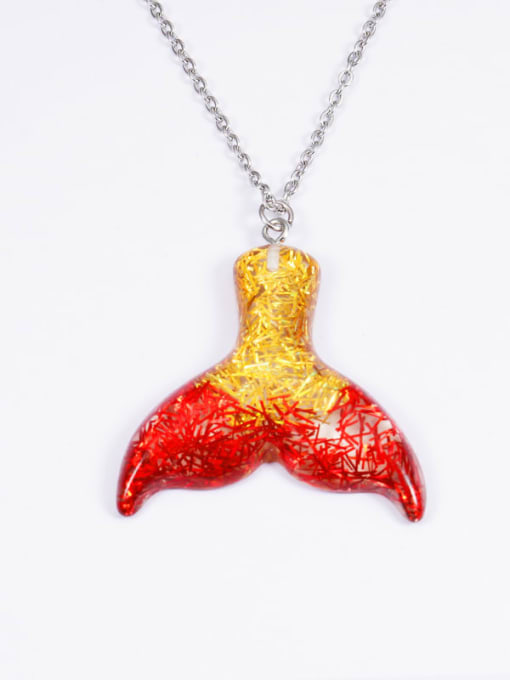 Color  4 Stainless steel Resin  Cute Wind Fish Tail Pendant Necklace