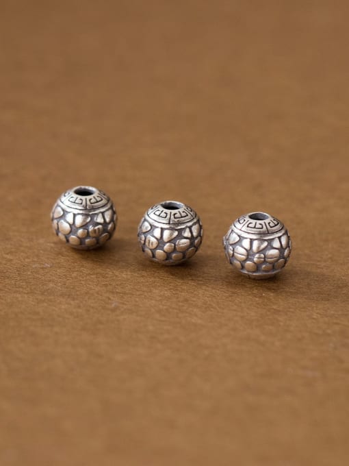 FAN S925 silver retro distressed pattern beads 1