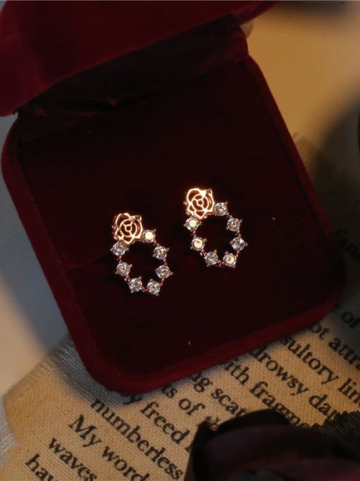 ZEMI 925 Sterling Silver Cubic Zirconia Rosary Trend Stud Earring