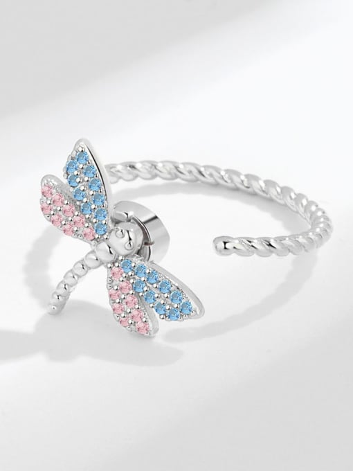 PNJ-Silver 925 Sterling Silver Cubic Zirconia Rotating Dragonfly Cute Band Ring 2