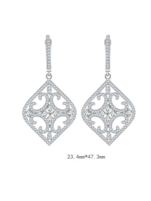 A&T Jewelry 925 Sterling Silver Cubic Zirconia Geometric Statement Cluster Earring 3