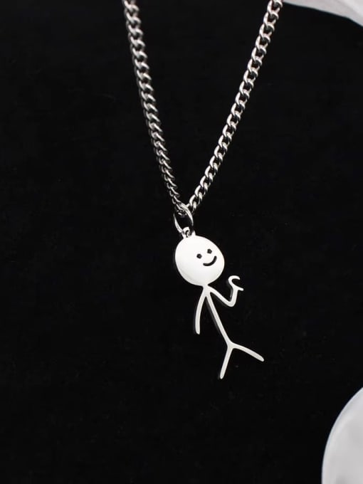 One handed comparison Titanium Steel Icon Cute Long Strand Necklace