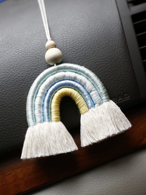 JMI Hand-woven tassel wood beads personality niche car ornament 2