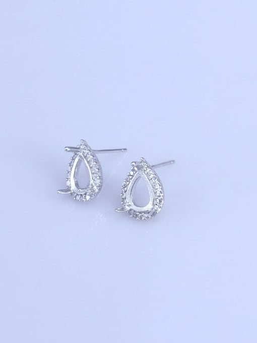 Supply 925 Sterling Silver 18K White Gold Plated Water Drop Earring Setting Stone size: 6*8mm 2