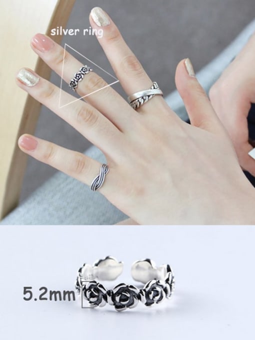ACEE 925 Sterling Silver Flower Dainty Band Ring 1