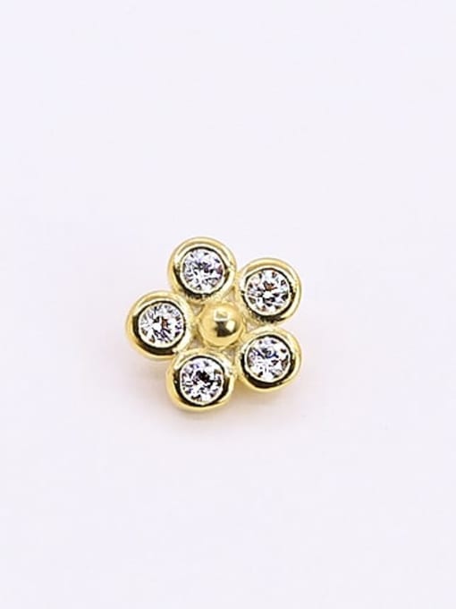Large gold S925 sterling silver diamond-studded three-dimensional flower perforated spacer beads