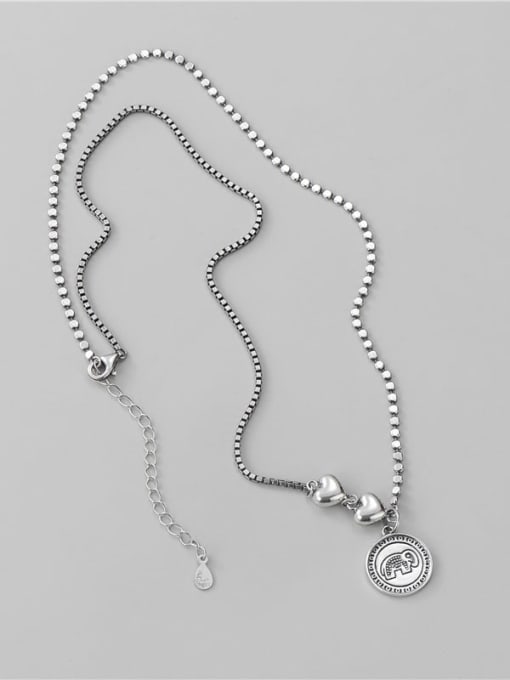 ARTTI 925 Sterling Silver Elephant Vintage Asymmetric chain  Necklace 0