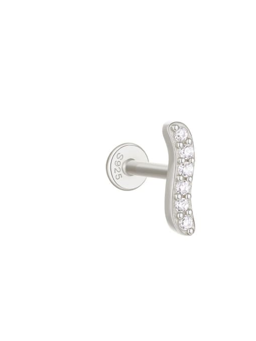 Single Platinum 9 925 Sterling Silver Cubic Zirconia Geometric Minimalist Single Earring