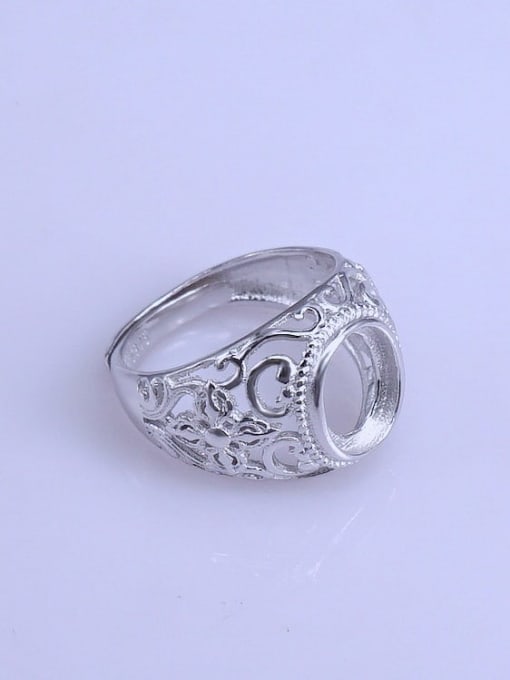 Supply 925 Sterling Silver 18K White Gold Plated Round Ring Setting Stone size: 8*10mm 2