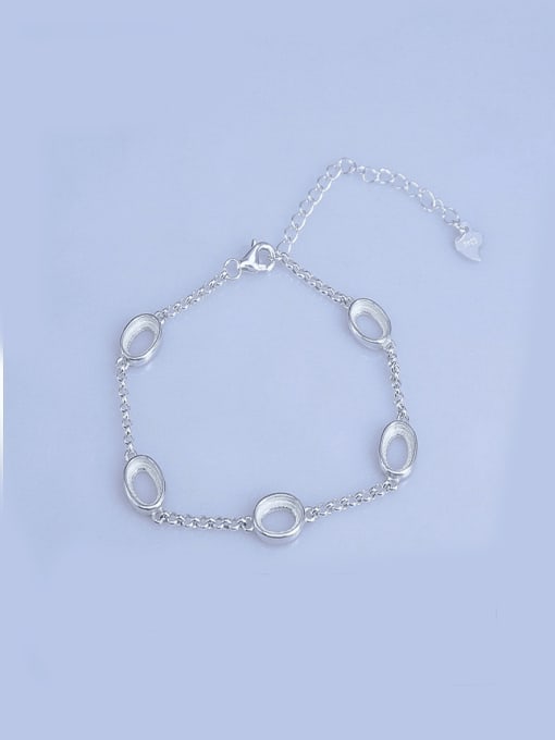 Supply 925 Sterling Silver Round Bracelet Setting Stone size: 5*7MM 0