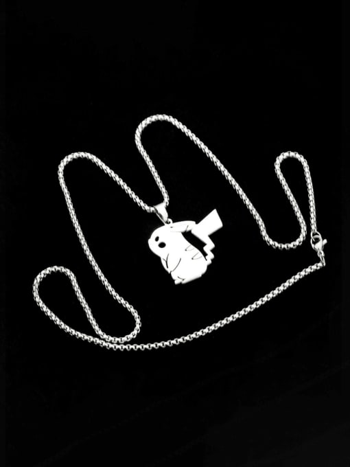 Pikachu 60 square pearl chain Titanium Steel Icon Pikachu Minimalist Long Strand Necklace