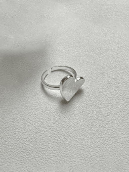 Brushed Heart Ring 925 Sterling Silver Heart Vintage Band Ring