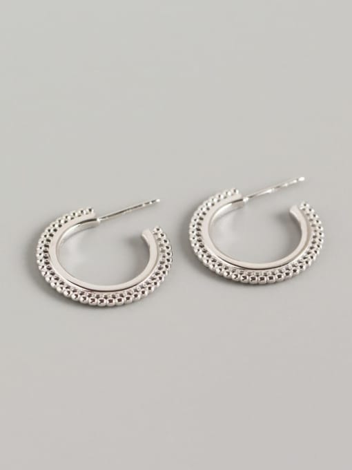 Platinum 925 Sterling Silver Geometric Trend Hook Earring