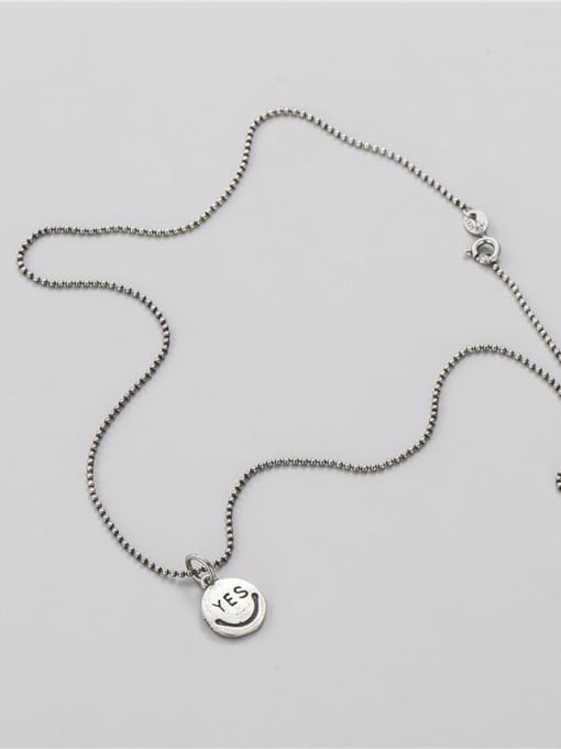 Old smile Necklace 925 Sterling Silver Round Minimalist Necklace