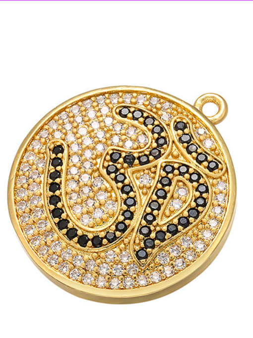 golden Copper round inlaid Buddhist text zircon jewelry accessories