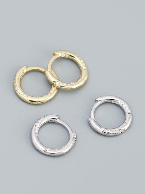 ACEE 925 Sterling Silver Cubic Zirconia Geometric Dainty Hoop Earring 2