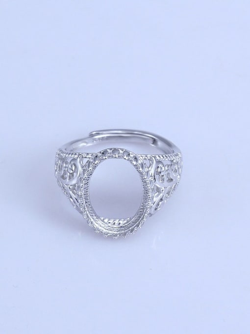 Supply 925 Sterling Silver 18K White Gold Plated Geometric Ring Setting Stone size: 8*10 10*14 11*15 12*15 13*18MM 0