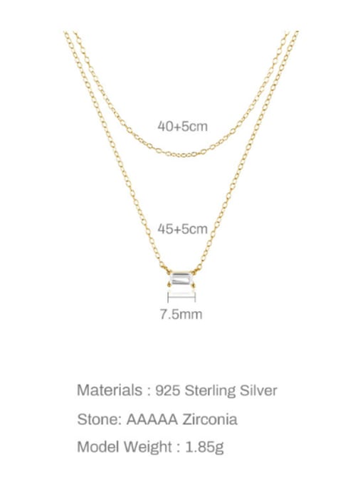 YUANFAN 925 Sterling Silver Cubic Zirconia Geometric Minimalist Multi Strand Necklace 3