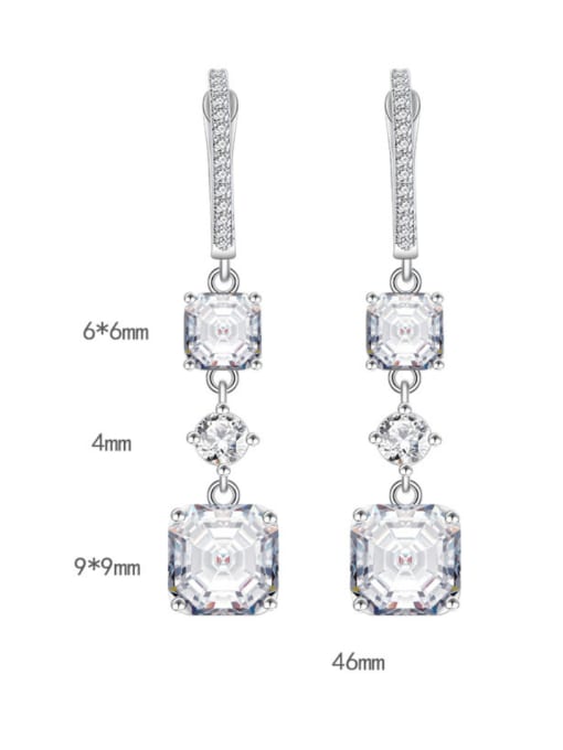 A&T Jewelry 925 Sterling Silver Cubic Zirconia Geometric Tessel Statement Cluster Earring 3