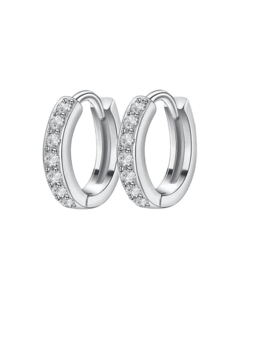 A&T Jewelry 925 Sterling Silver Cubic Zirconia Geometric Minimalist Huggie Earring 0