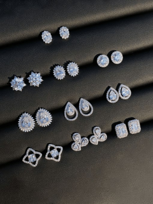 STL-Silver Jewelry 925 Sterling Silver Cubic Zirconia Water Drop Dainty Cluster Earring 0