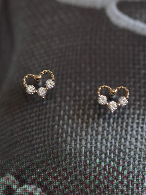 ZEMI 925 Sterling Silver Cubic Zirconia Heart Dainty Stud Earring