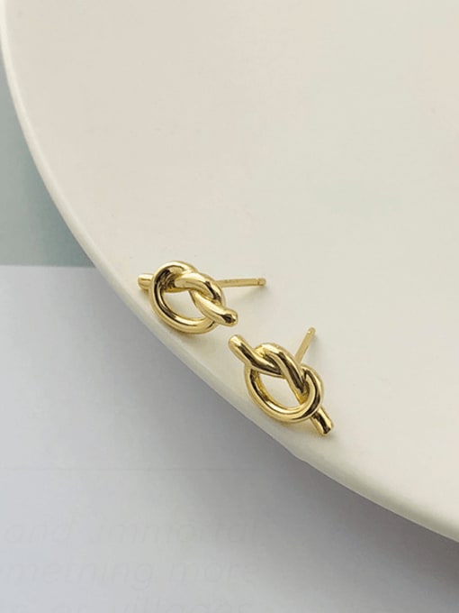 YE0026 Gold Earrings 925 Sterling Silver Bowknot Minimalist Stud Earring