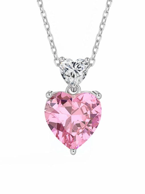 PNJ-Silver 925 Sterling Silver Cubic Zirconia Heart Luxury Necklace 0