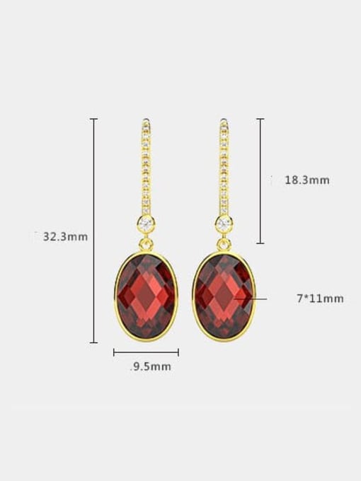 A&T Jewelry 925 Sterling Silver High Carbon Diamond Red Oval Luxury Drop Earring 1