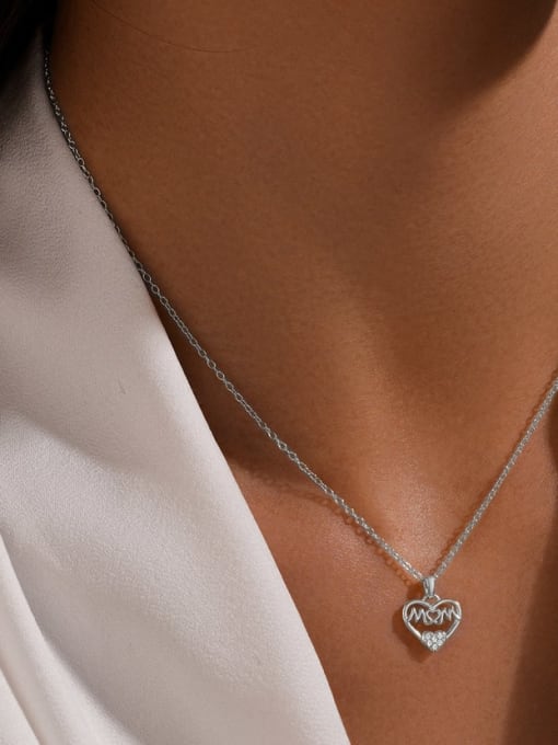 YUANFAN 925 Sterling Silver Cubic Zirconia Heart Dainty Necklace 1