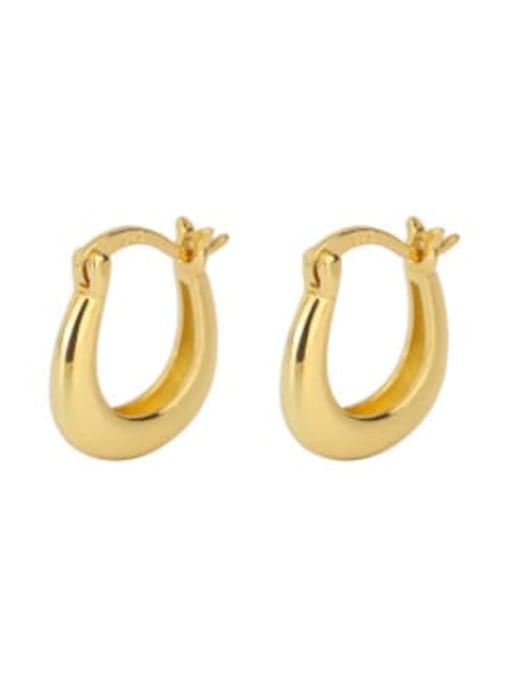 E2920 Gold 925 Sterling Silver Geometric Minimalist Huggie Earring