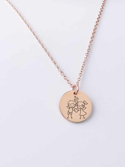 Rose gold yp001 38 20mm Stainless Steel Round Minimalist Couple Necklace