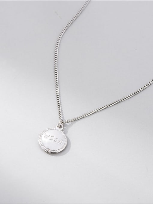 Wish Engraved Necklace 925 Sterling Silver Round Minimalist Necklace