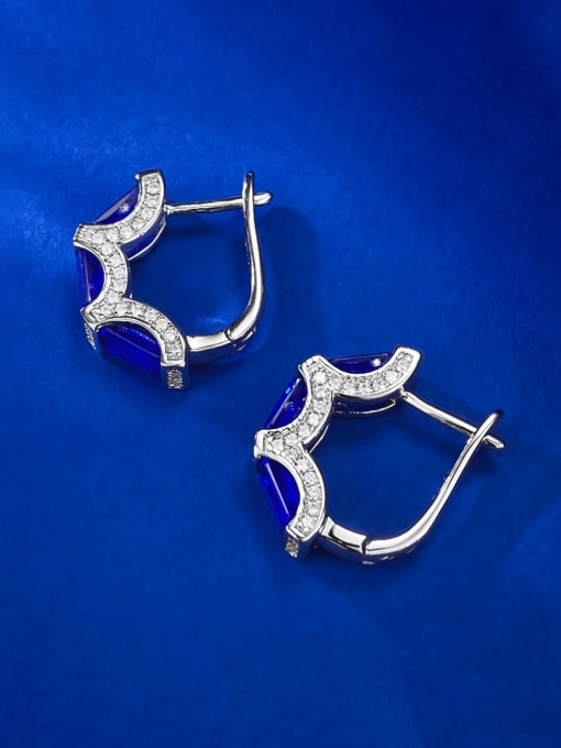M&J 925 Sterling Silver Cubic Zirconia Geometric Luxury Huggie Earring 0