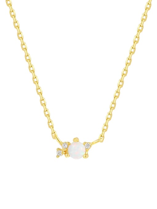 A3568 Gold 925 Sterling Silver Opal Geometric Dainty Necklace