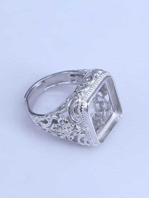 Supply 925 Sterling Silver 18K White Gold Plated Geometric Ring Setting Stone size: 14*16mm 2