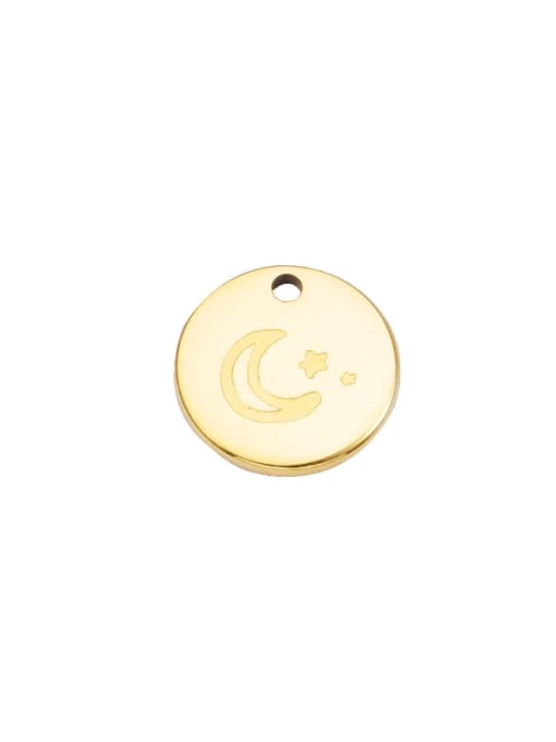 golden Stainless steel Round Moon Star Minimalist Pendant