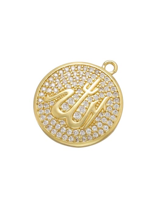 golden Brass Cubic Zirconia Gold Plated Round Pendant