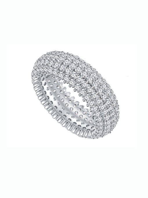 A&T Jewelry 925 Sterling Silver Cubic Zirconia Geometric Luxury Band Ring