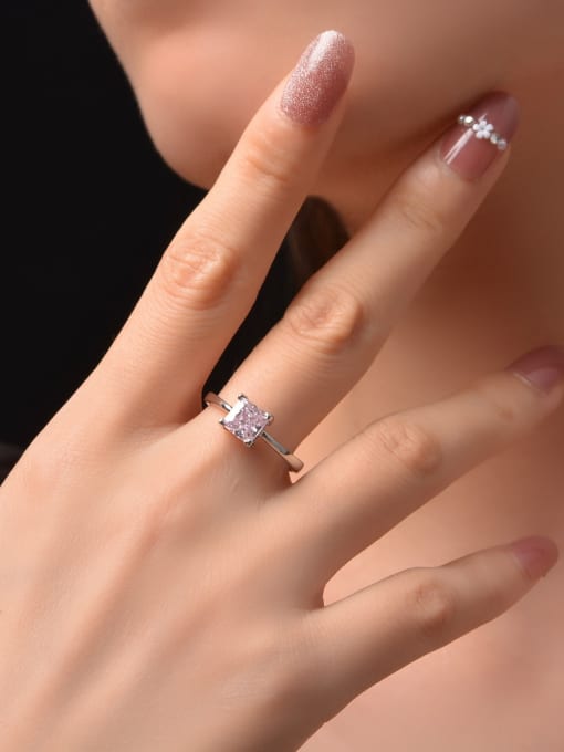 A&T Jewelry 925 Sterling Silver High Carbon Diamond Geometric Minimalist Ring 1