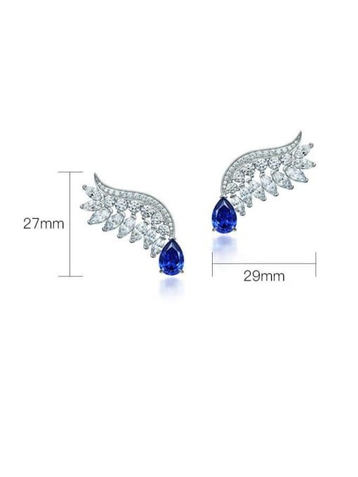 A&T Jewelry 925 Sterling Silver High Carbon Diamond Wing Luxury Stud Earring 2
