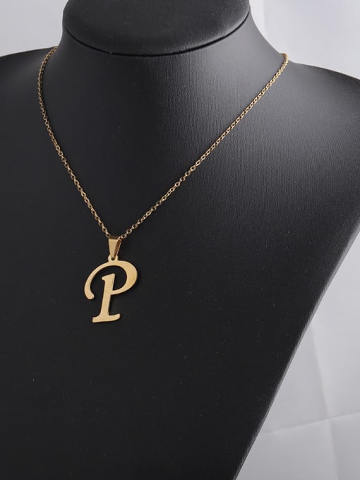 Golden p Stainless steel Letter Minimalist Necklace