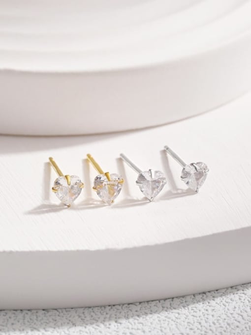 STL-Silver Jewelry 925 Sterling Silver Cubic Zirconia Heart Dainty Stud Earring 2