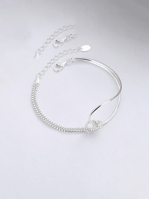 216SM approximately 5.4g 925 Sterling Silver Asymmetrical  Geometric Minimalist Bracelet