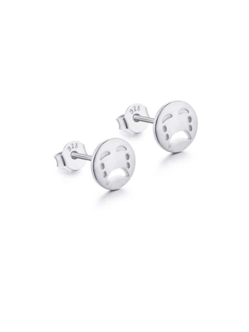 Platinum AY1D0008 925 Sterling Silver Smiley Minimalist Stud Earring