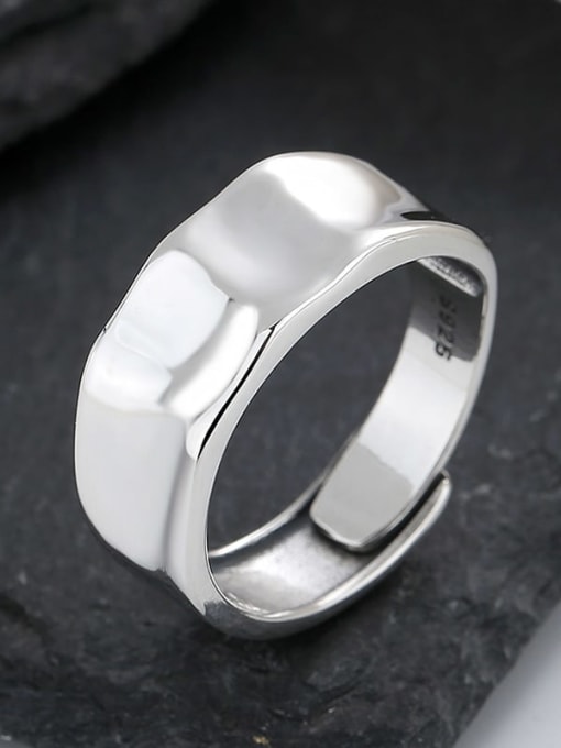 566ja, about 5g 925 Sterling Silver Geometric Vintage Band Ring