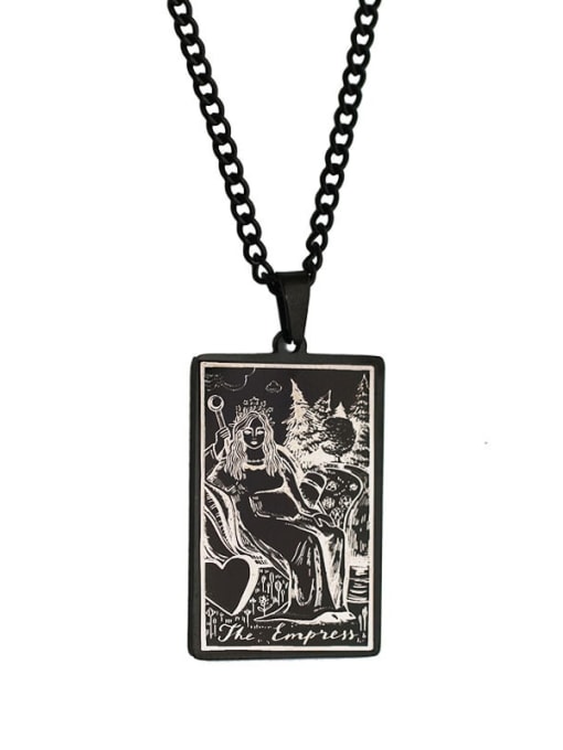 black The Empress's Tarot hip hop stainless steel titanium steel necklace